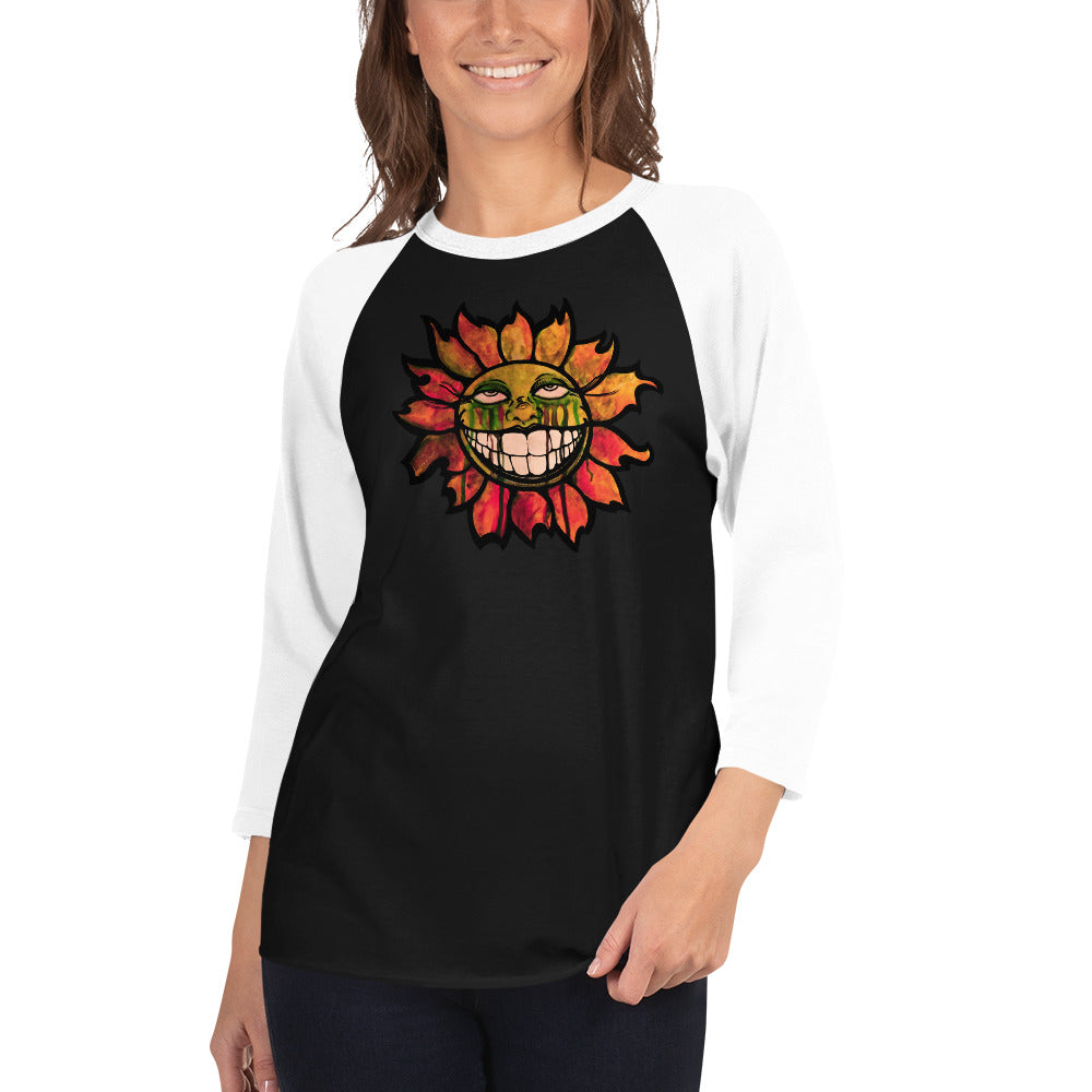 "Sunflower" Watercolor 3/4 sleeve raglan shirt