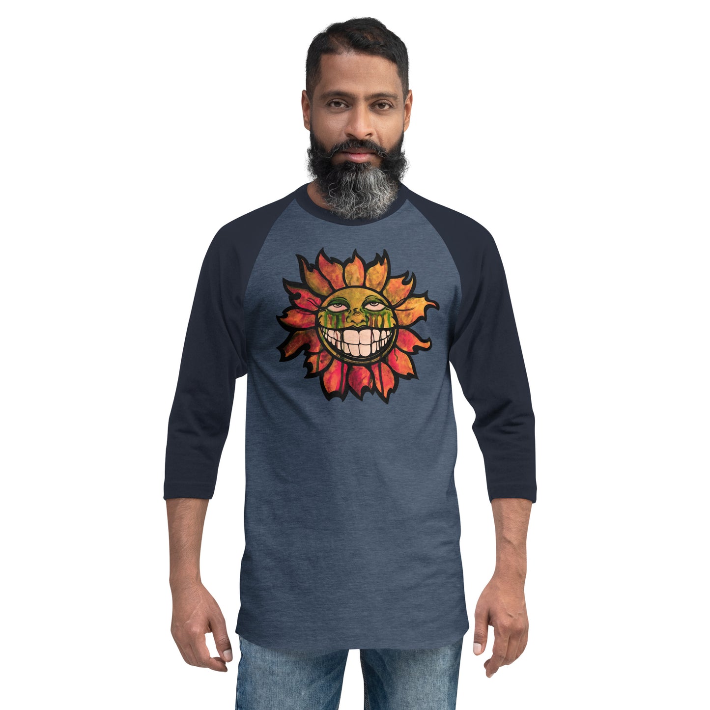 "Sunflower" Watercolor 3/4 sleeve raglan shirt