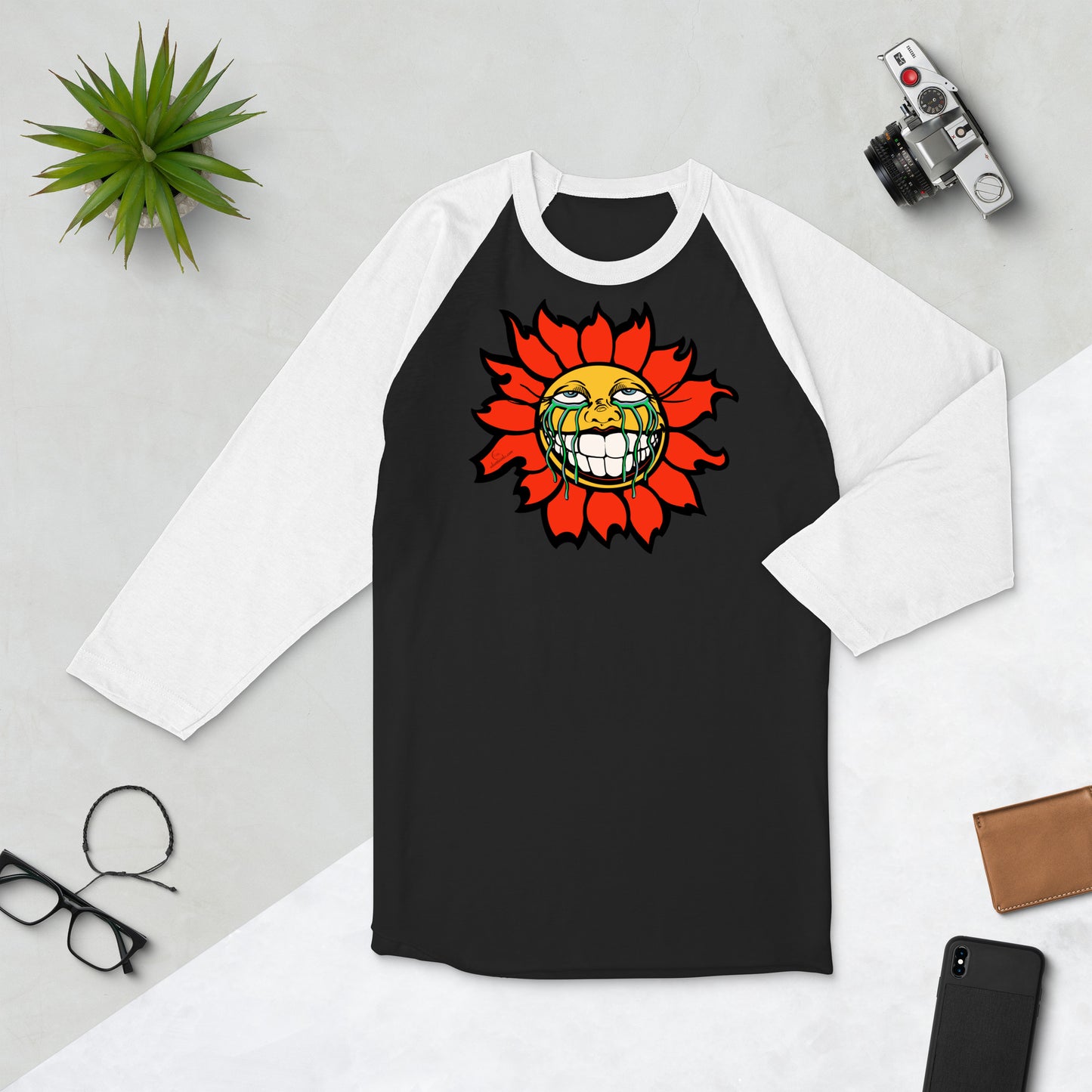 "Sunflower" Orange 3/4 sleeve raglan shirt