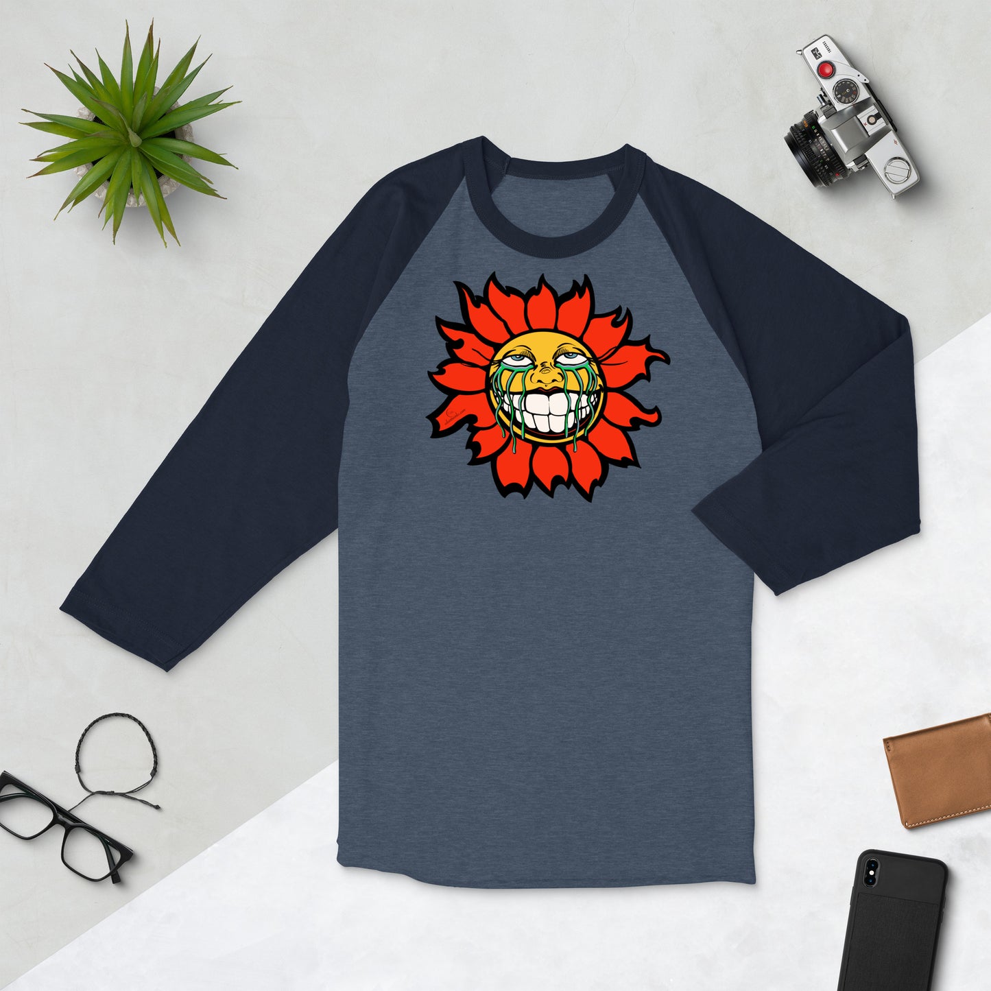 "Sunflower" Orange 3/4 sleeve raglan shirt