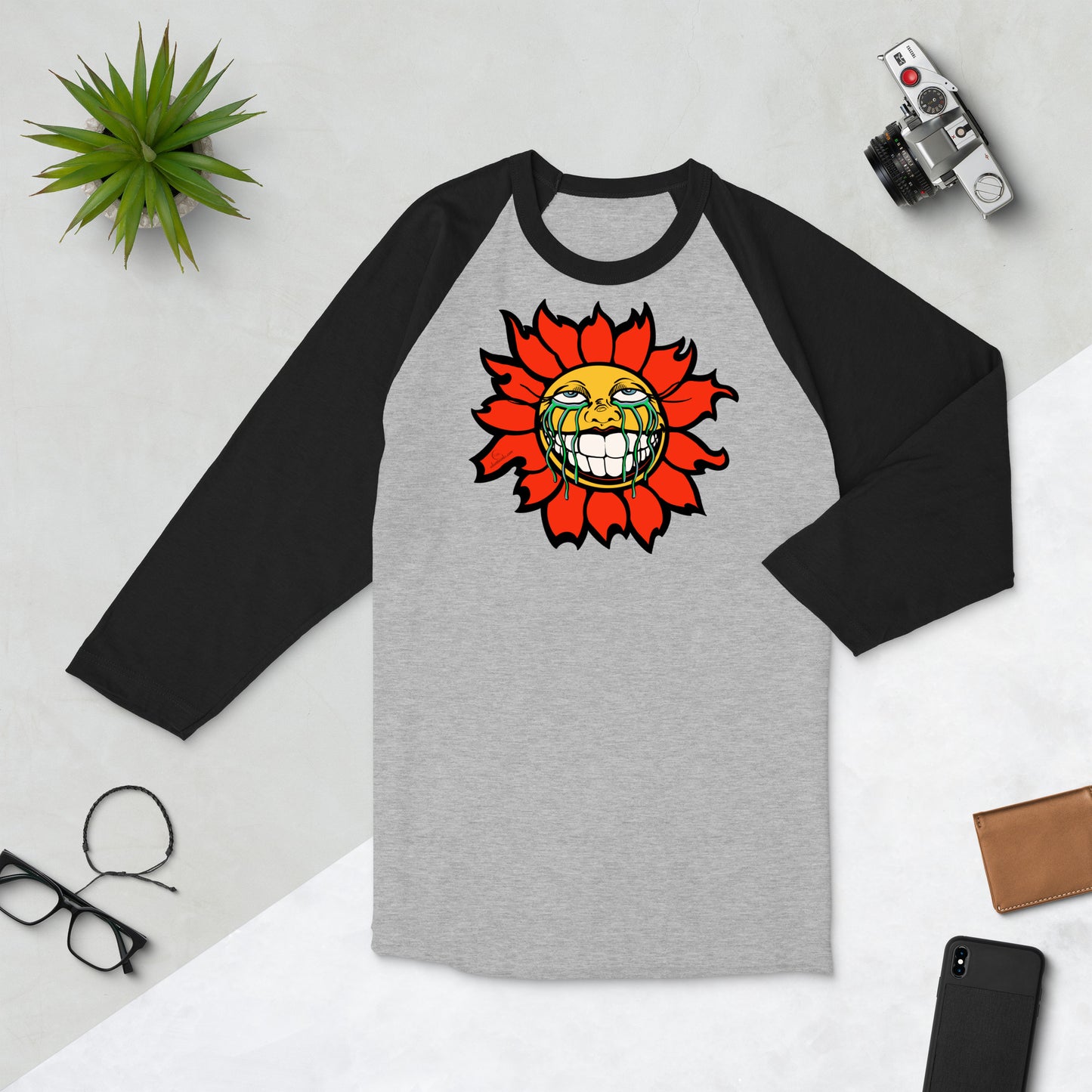 "Sunflower" Orange 3/4 sleeve raglan shirt