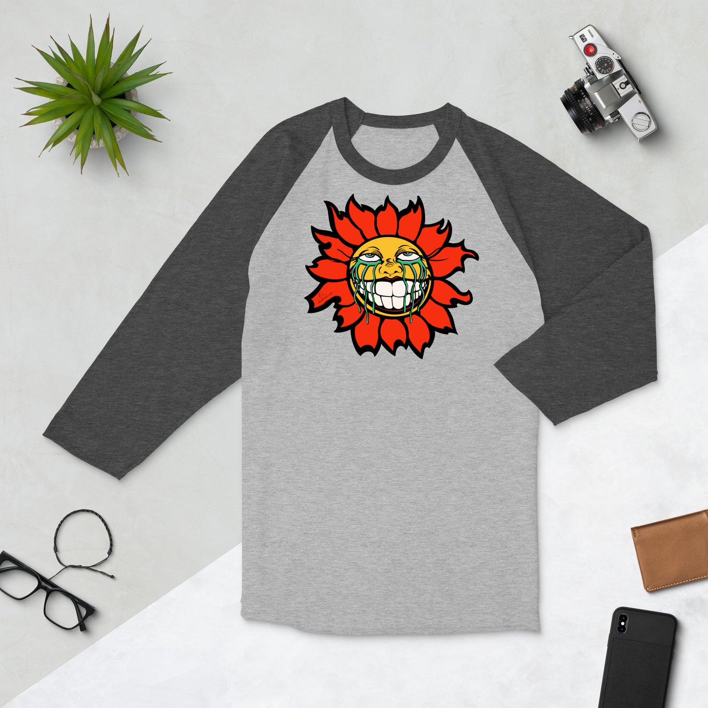 "Sunflower" Orange 3/4 sleeve raglan shirt