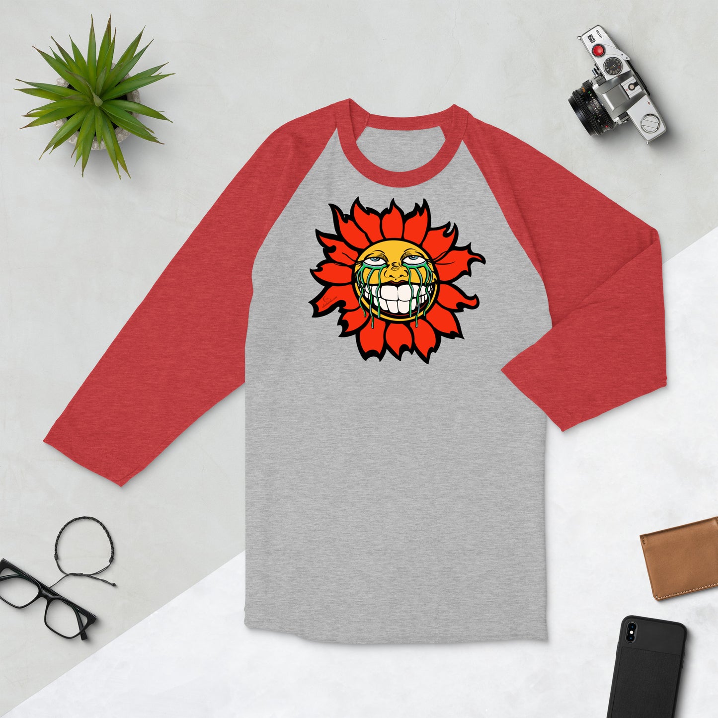 "Sunflower" Orange 3/4 sleeve raglan shirt