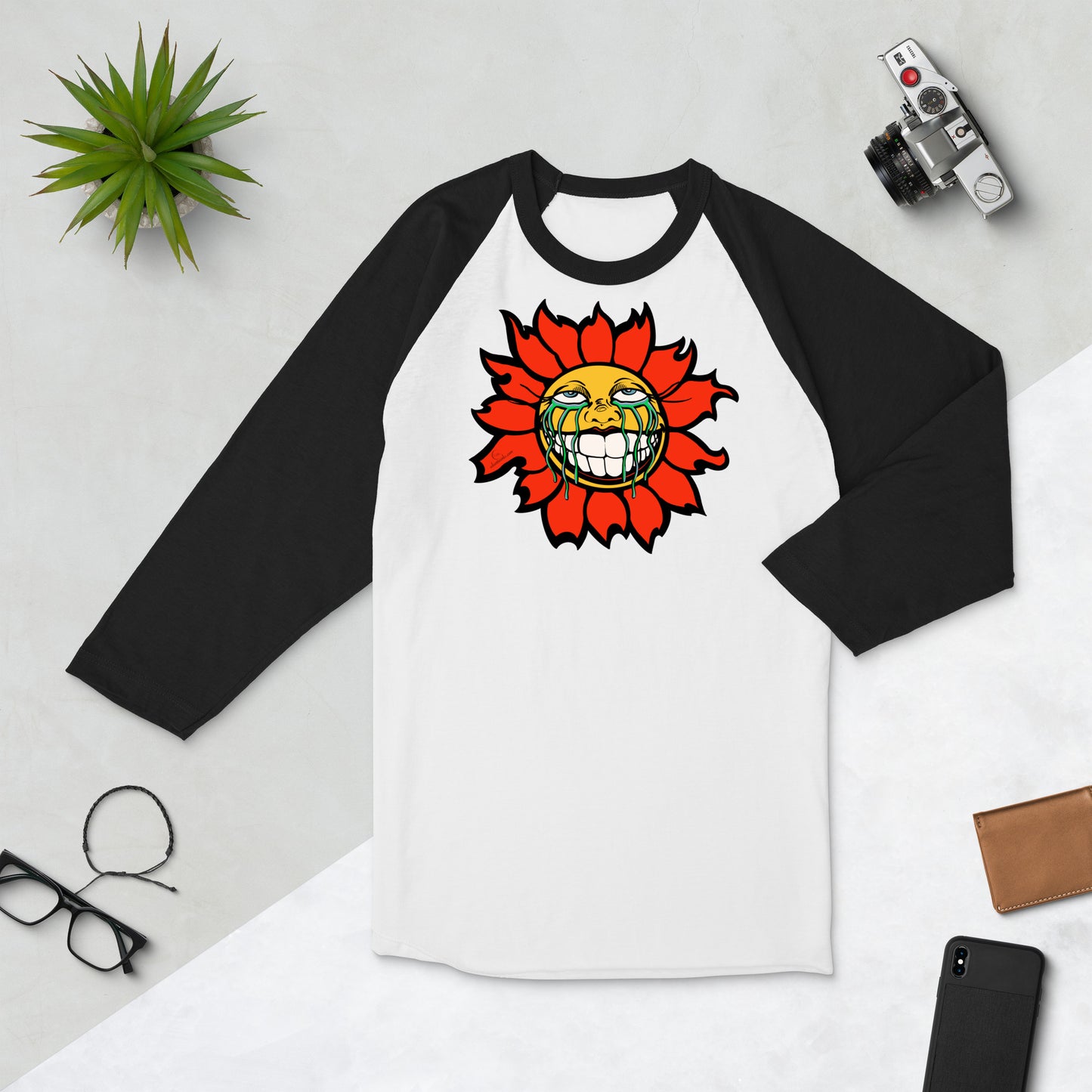 "Sunflower" Orange 3/4 sleeve raglan shirt