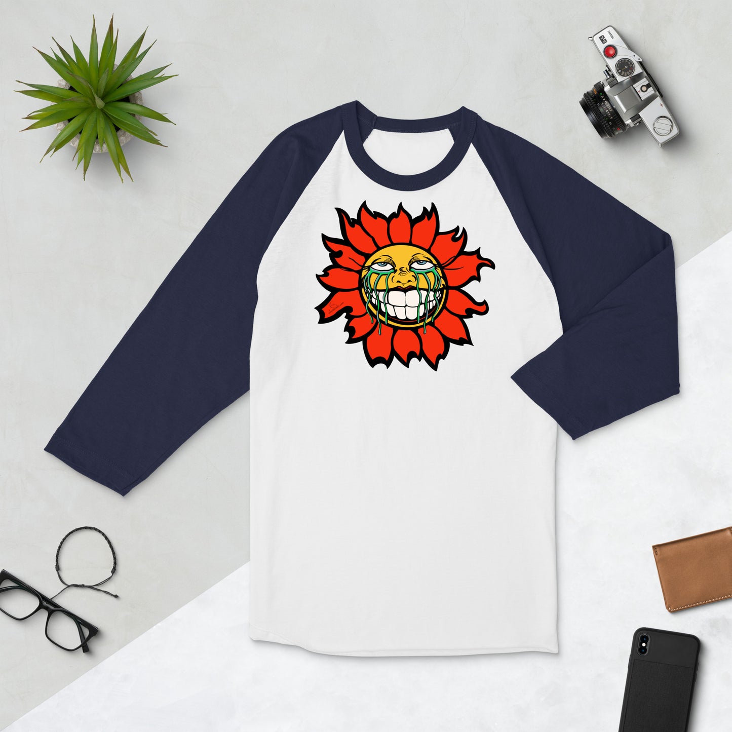 "Sunflower" Orange 3/4 sleeve raglan shirt