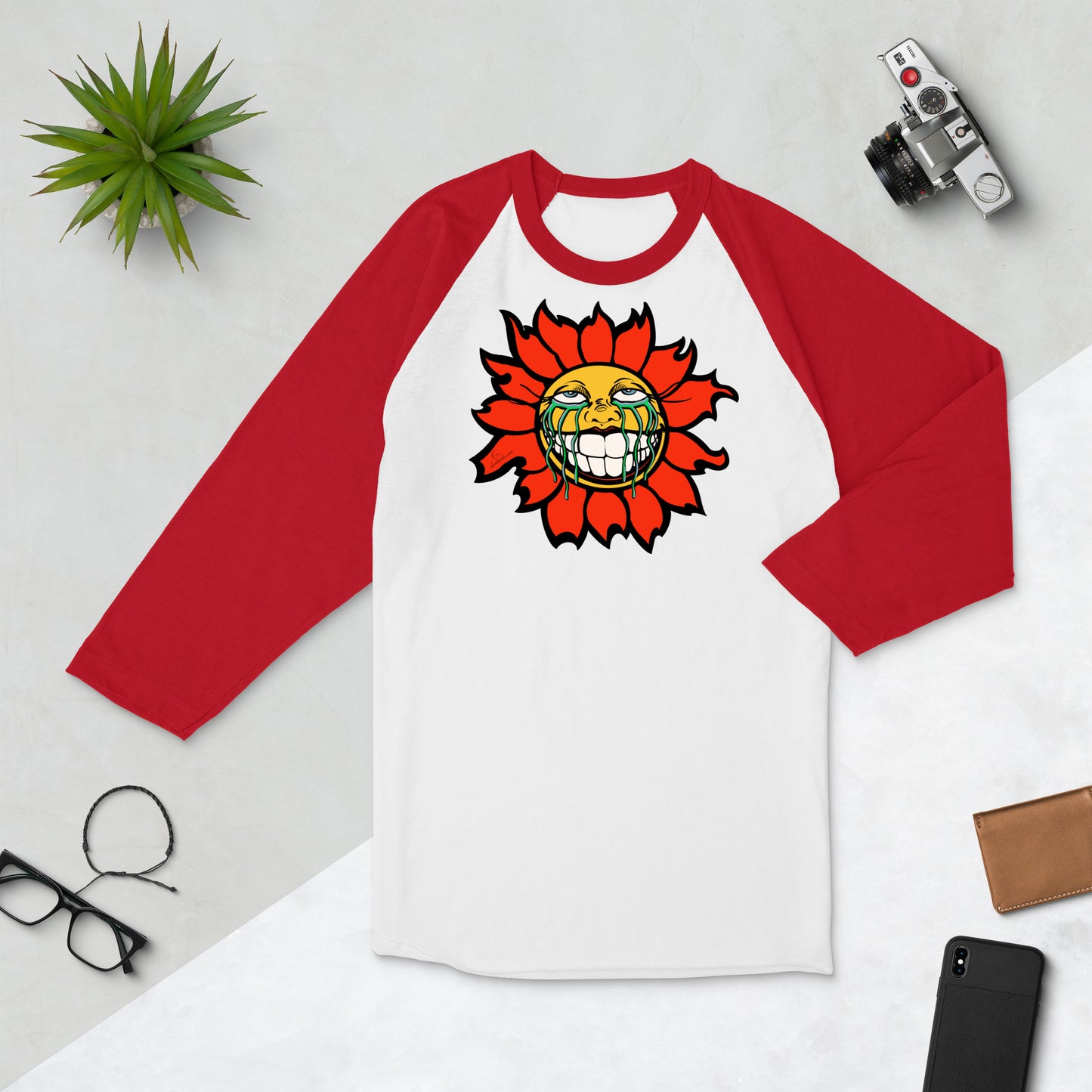 "Sunflower" Orange 3/4 sleeve raglan shirt