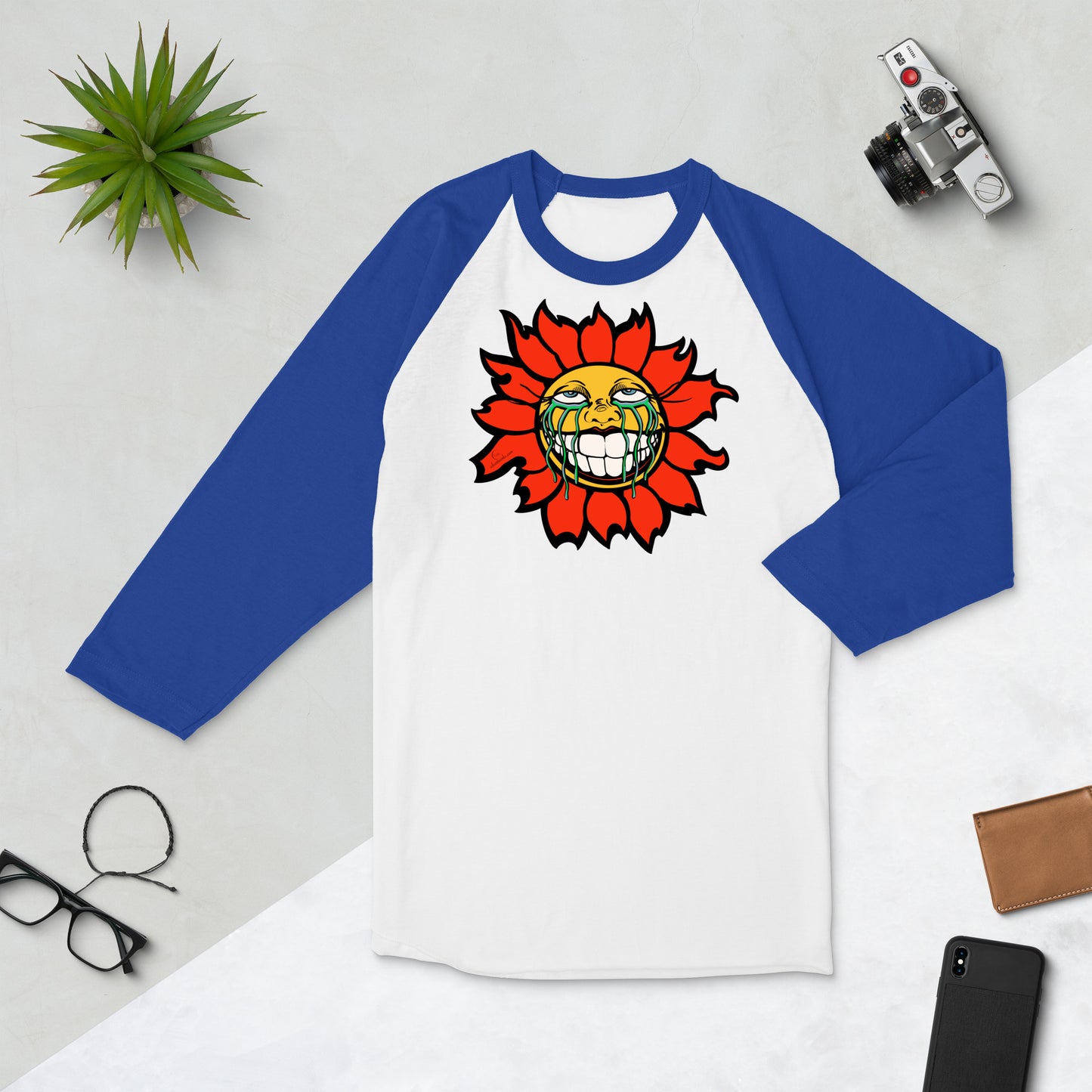 "Sunflower" Orange 3/4 sleeve raglan shirt